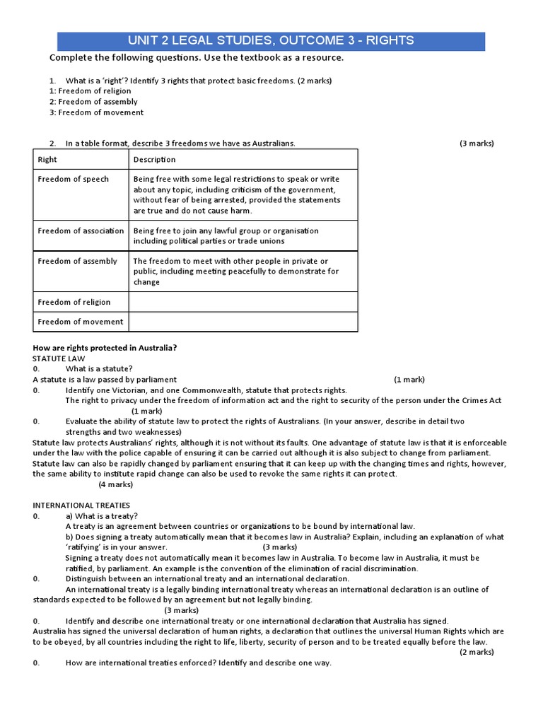 Rights Protection in Australia An Analysis of Statute Law, Common Law