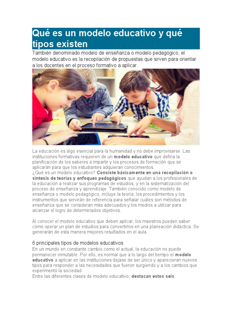 Tipos de Modelos Educativos Actuales | PDF | Método de enseñanza ...