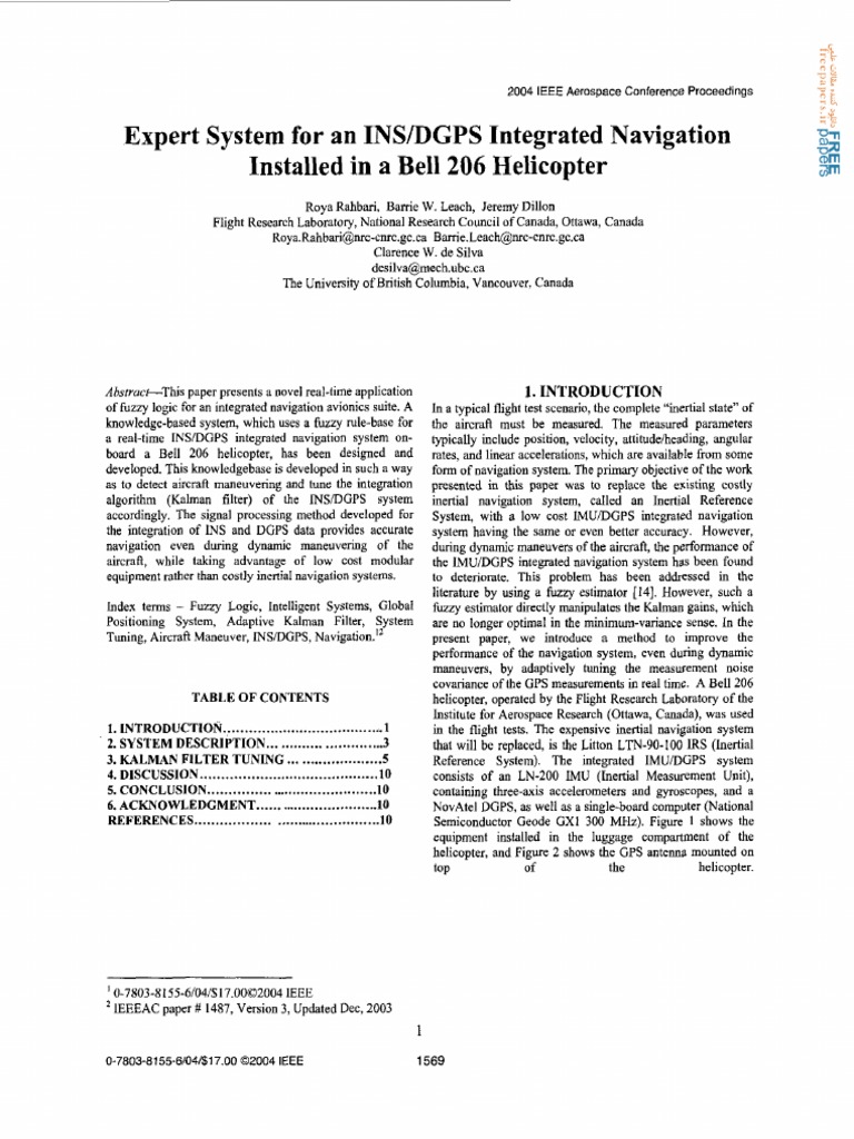 Expert System For An INSDGPS Integrated Navigation Installed in A Bell