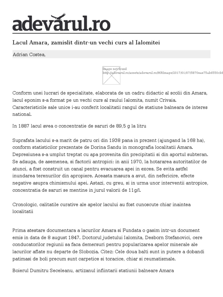 Cultura istorie lacul amara zamislit dintr un vechi curs ialomitei
