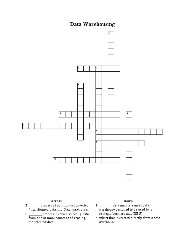 Chia Jing Xian Chapter 2 Data Warehousing Crossword Puzzle PDF