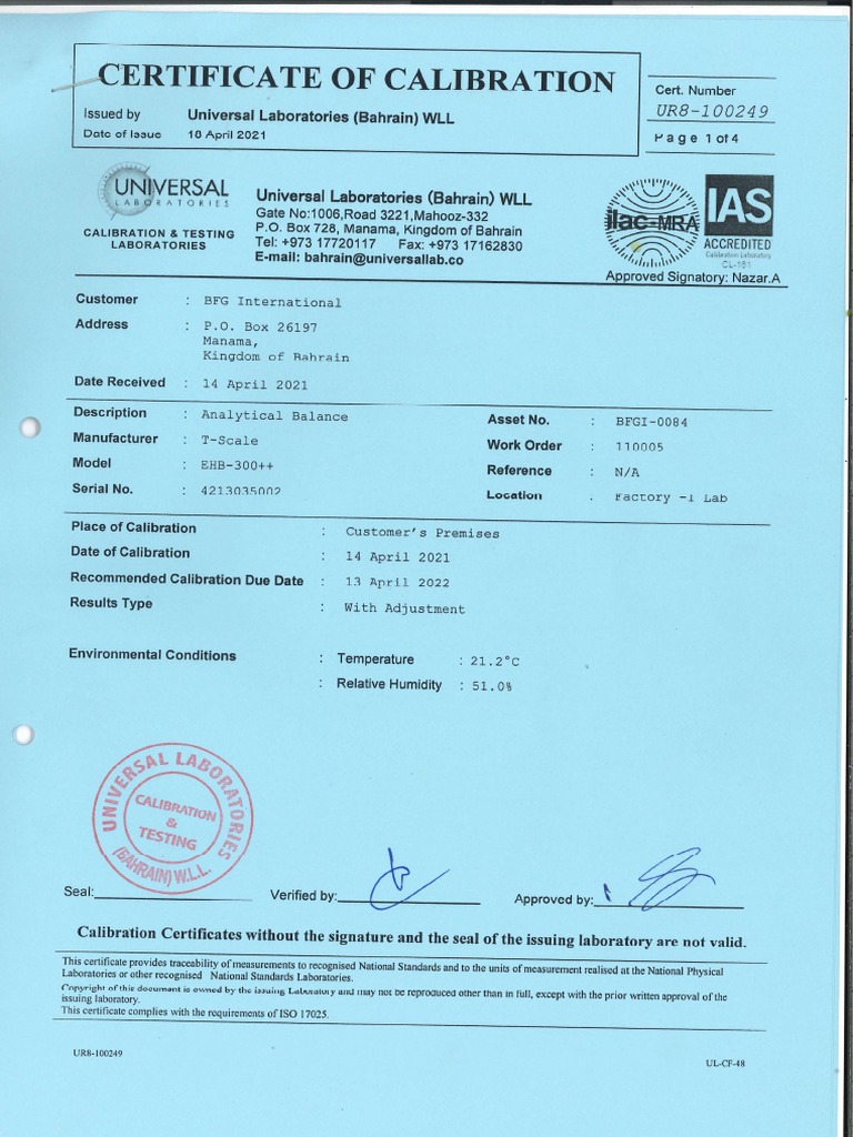 Weighing Scale Calibration PDF