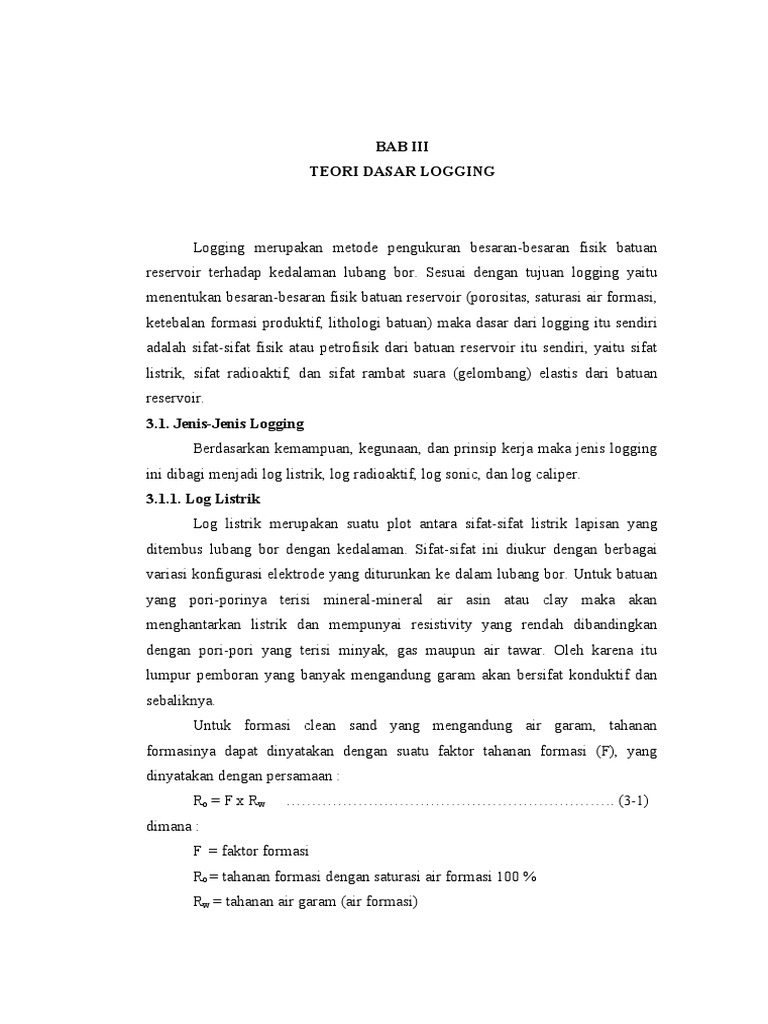 Teori Dasar Logging dan Jenis-jenisnya | PDF | Sains & Matematika ...