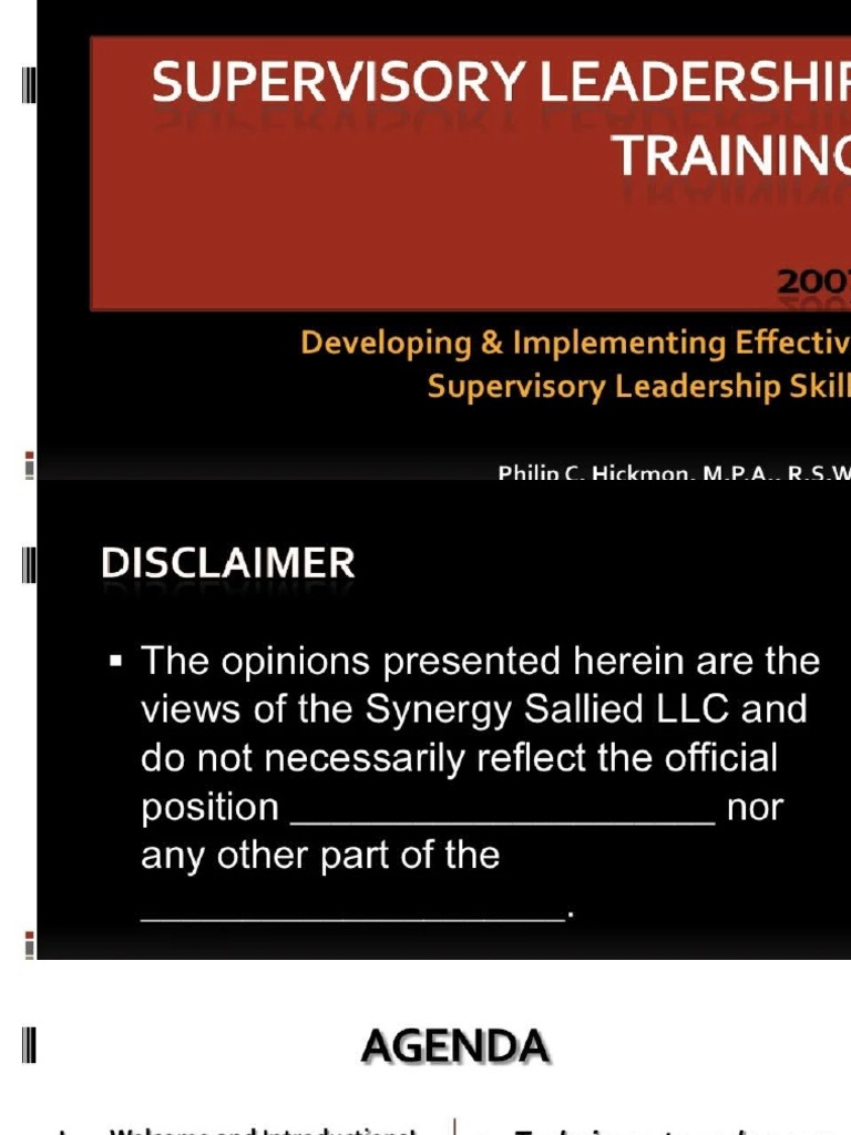 Supervisory Leadership Training | PDF