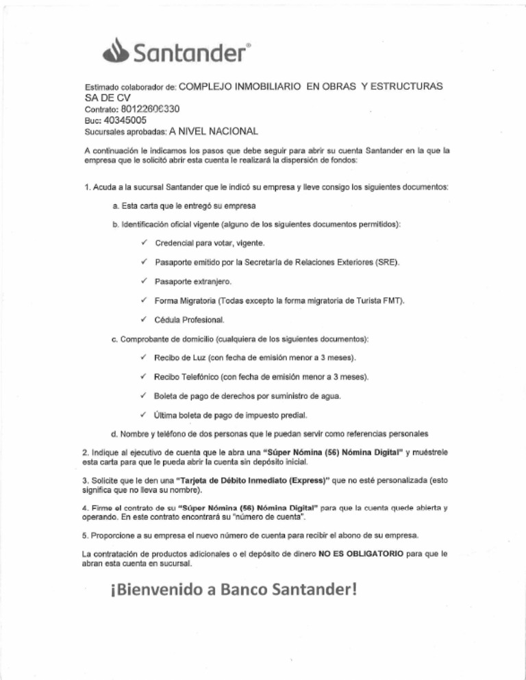 Formato Santander | PDF