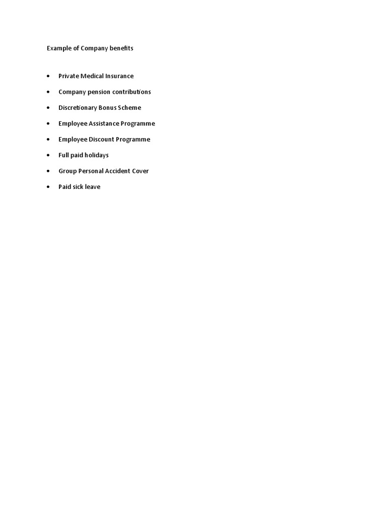 Example of Company Benefits | PDF