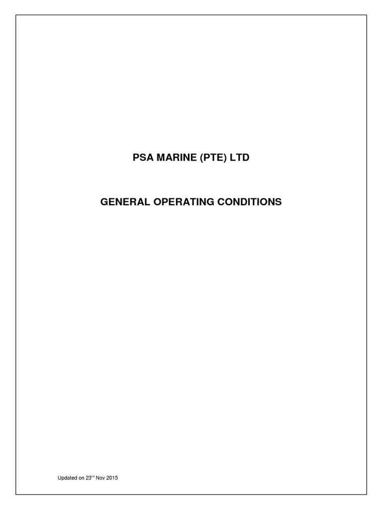 Singapore Pilot General Operating Conditions | PDF | Indemnity | Legal ...