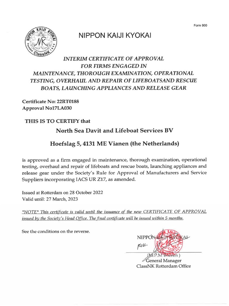 Certificate Of Type Approval Absentee