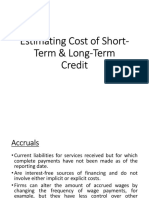 Estimating Cost of Short Term Credit