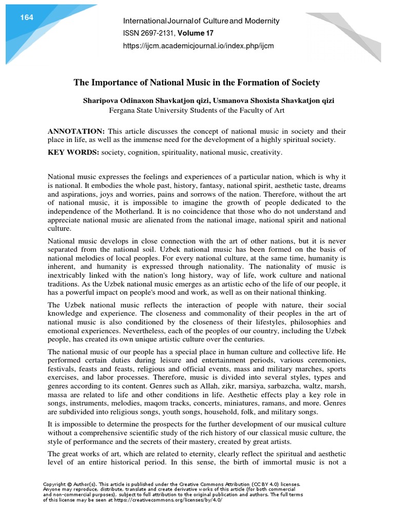 The Importance of National Music in The Formation of Society PDF