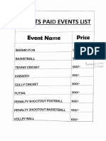 Shrujan1.0 Sports Paid Event List