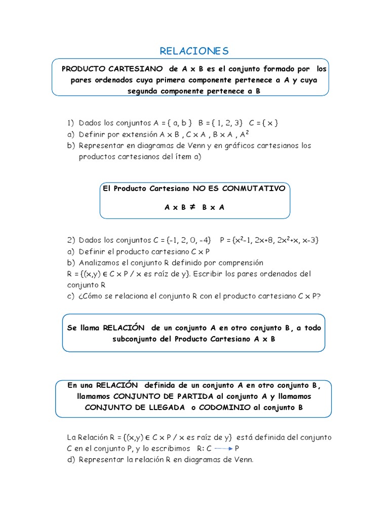 1 Relaciones y Funciones PDF | PDF | Función (Matemáticas) | Funciones