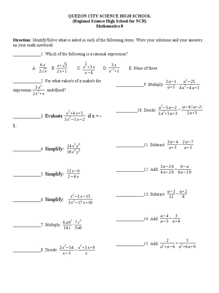 Grade 8 Mathematics Exercises | PDF | Elementary Mathematics | Arithmetic