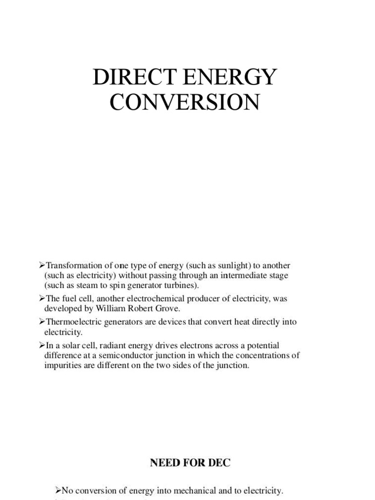Direct Energy Conversion PDF