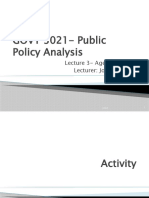 GOVT 3021 - Public Policy Analysis Lecture 3