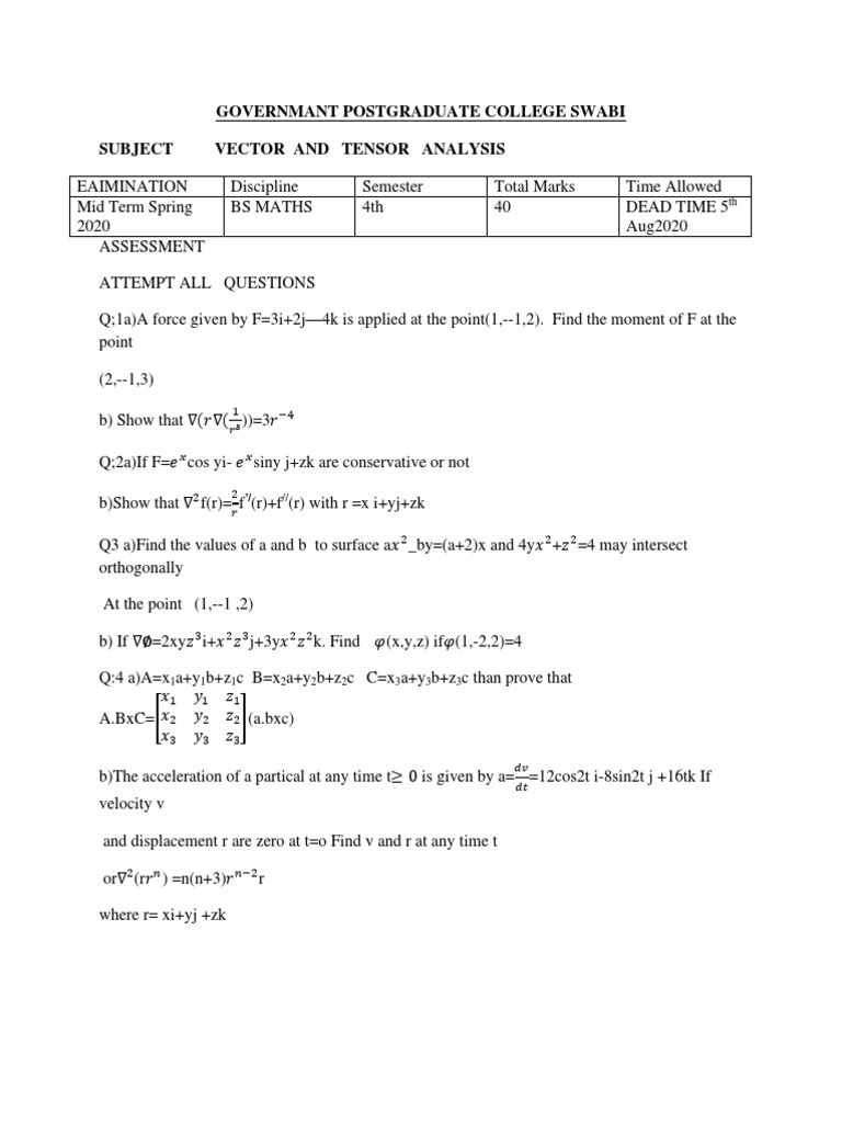 Vector and tensor analysis pdf