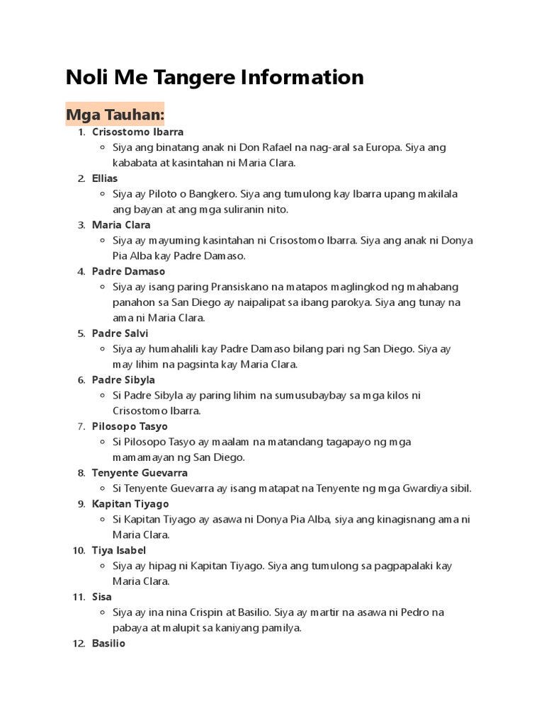 Noli Me Tangere Information | PDF