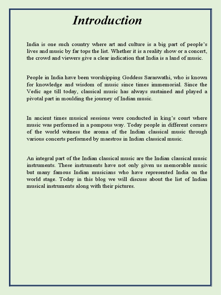 Instruments Used in Indian Classical Music | PDF | Music Technology ...