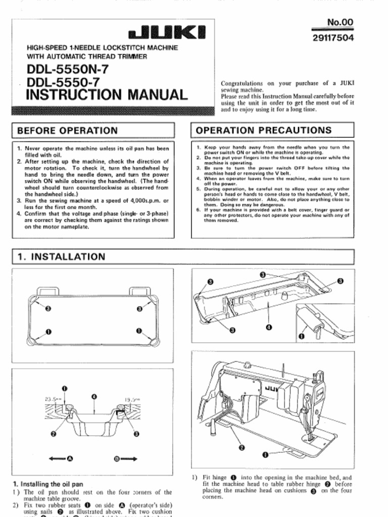 JUKI DDL5550N7, DDL55507+Instruction+Manual (+29117504) +no.00 PDF