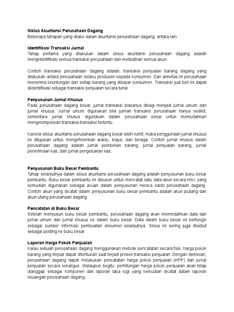 siklus akuntansi perusahaan dagang proses bisnis keuangan