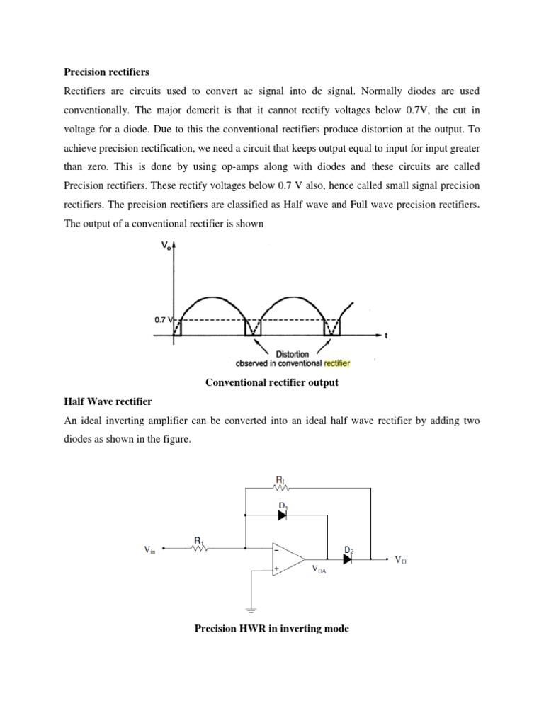 Precision Rectifiers PDF Rectifier Operational Amplifier