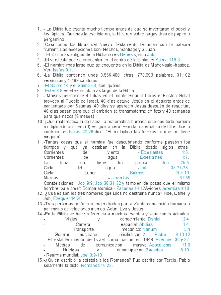 Curiosidades y Datos de la Biblia | PDF