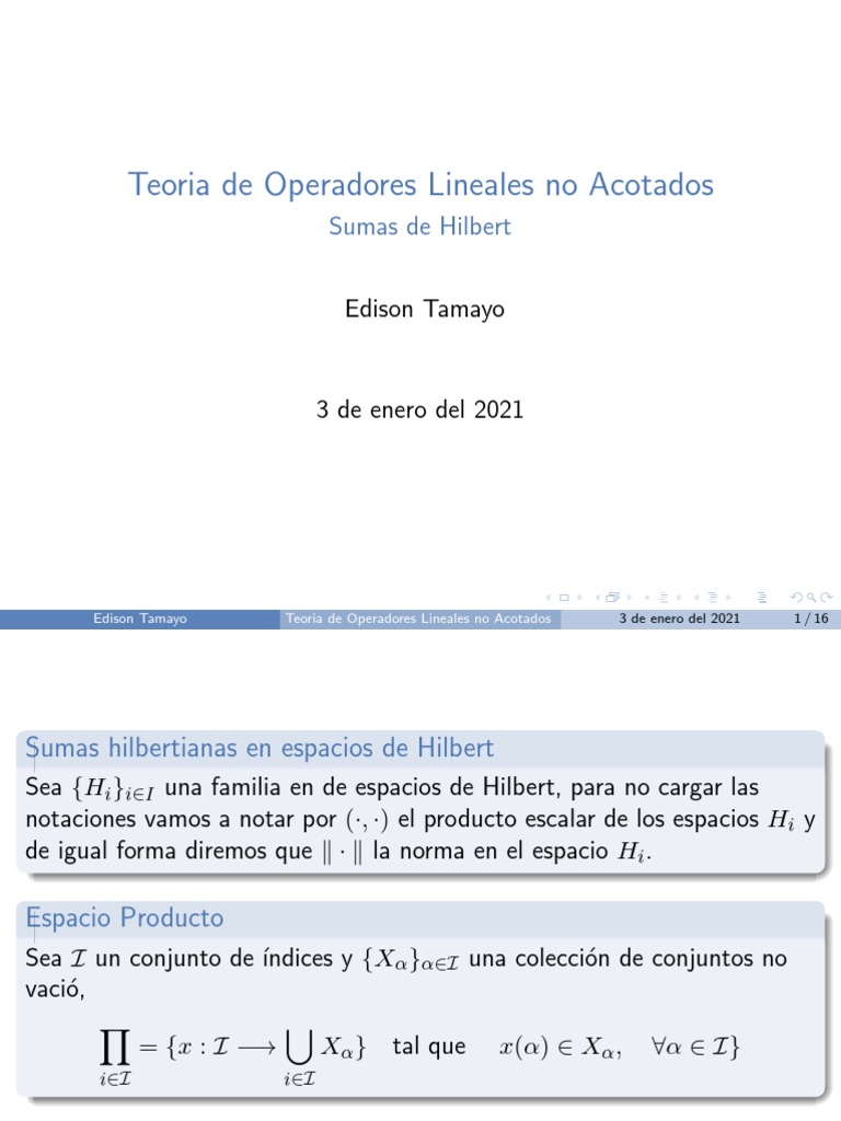 Sumas Hilbertianas PDF Espacio de Hilbert Mapa lineal