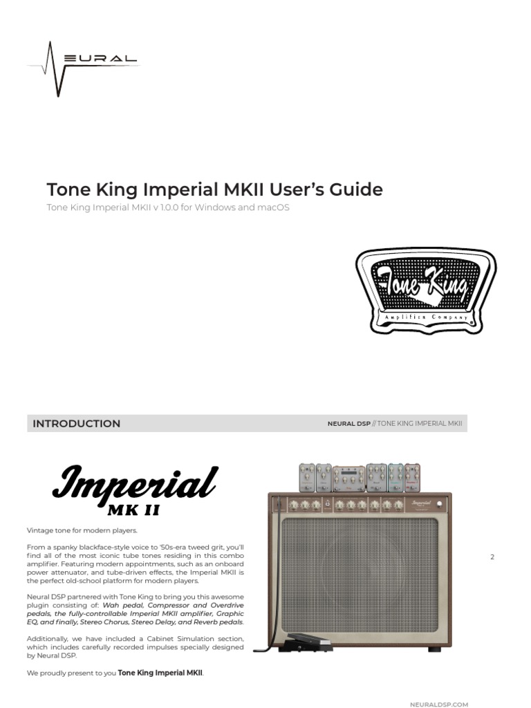 Tone King Imperial MKII v1.0.0 | PDF | Low Pass Filter | Equalization ...