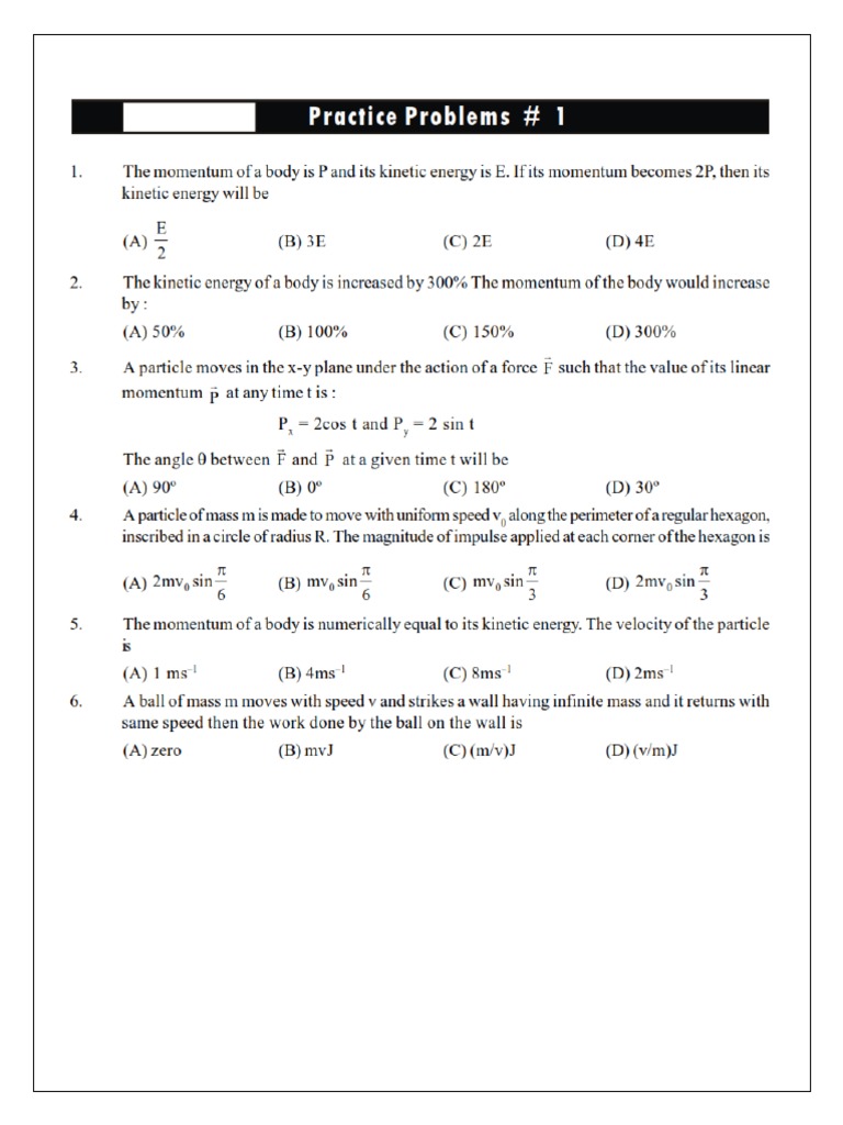 NEET Collision Practice Questions | PDF | Collision | Mechanical ...