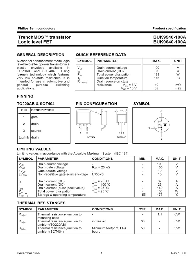 BUK9640-100A PDF, BUK9640-100A Description, BUK9640-100A Datasheet ...