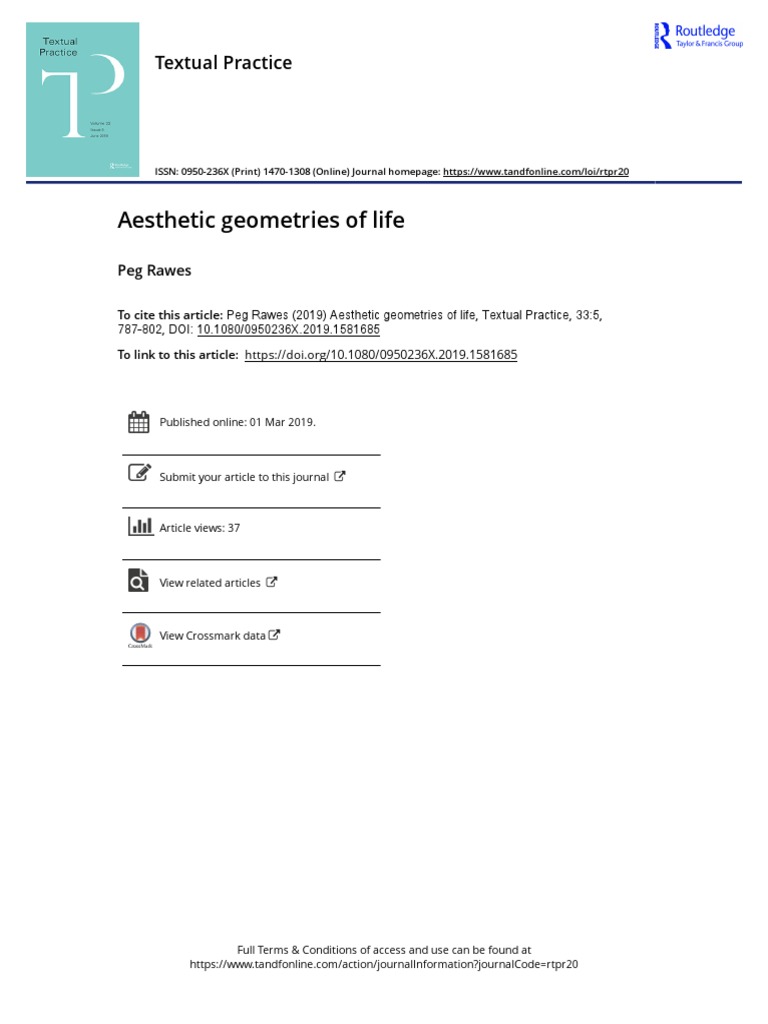 Aesthetic Geometries of Life - Rawes2019 | PDF | Reason | Experience