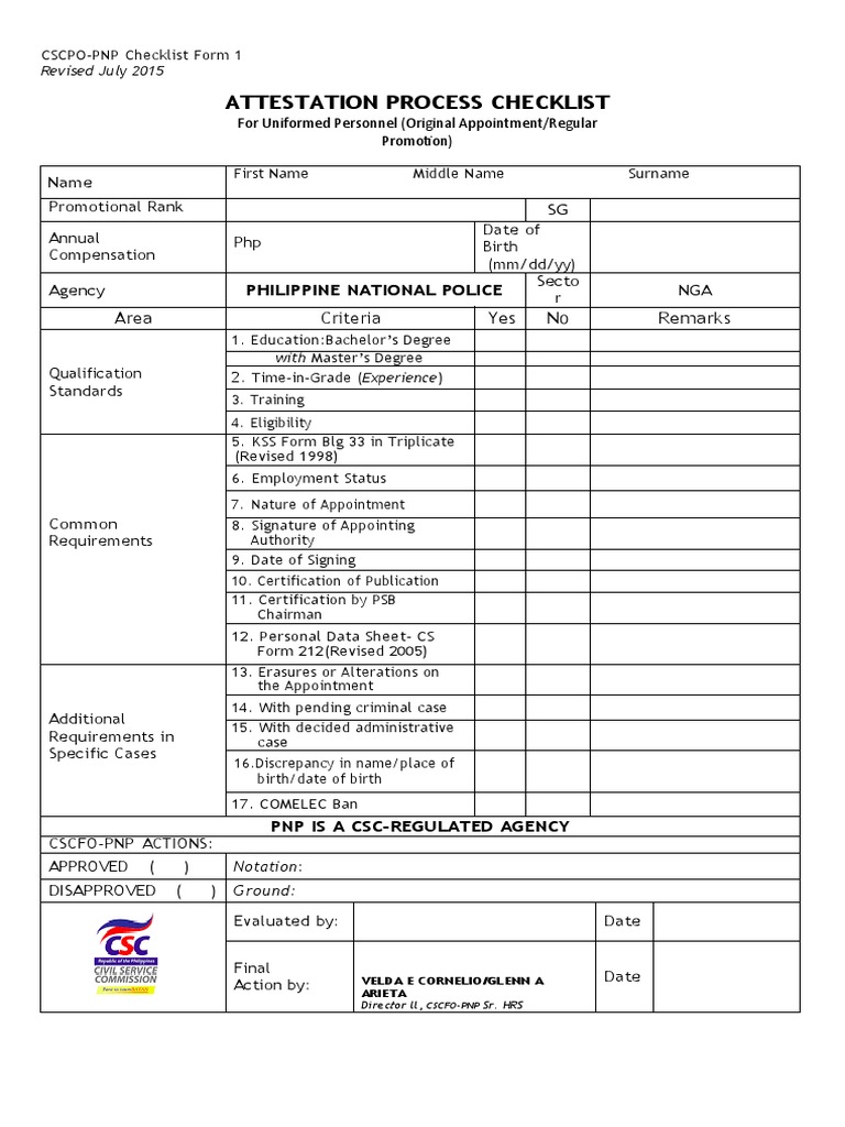 Attestation Process Checklist New PDF Vocational Education