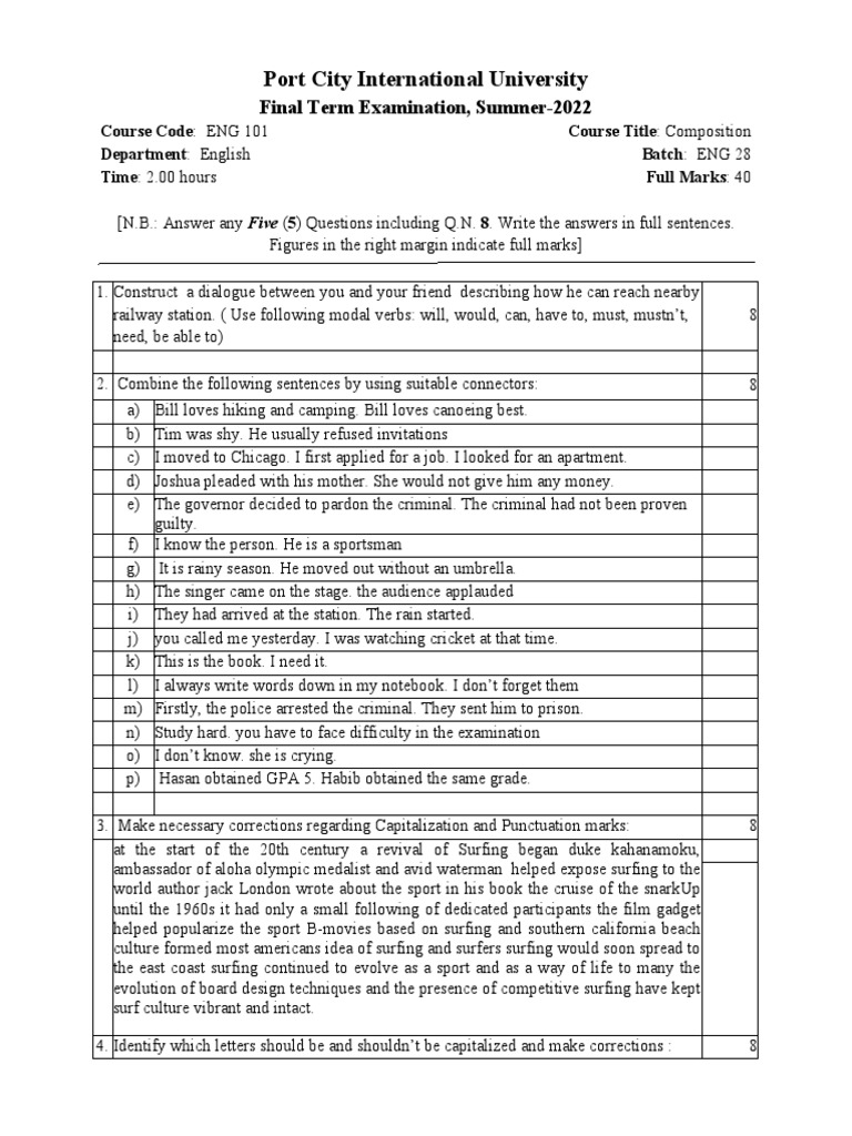 ENG 101 Final Exam Guidelines | PDF | Travel | Art