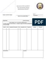 Bulacan State University San Jose Del Monte, Bulacan Memorandum Receipt