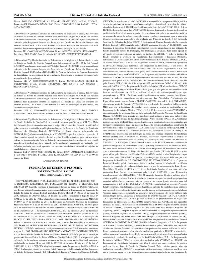 Dodf 019 26-01-2023 Integra-64-73 | PDF | Remédio | Pós-graduação
