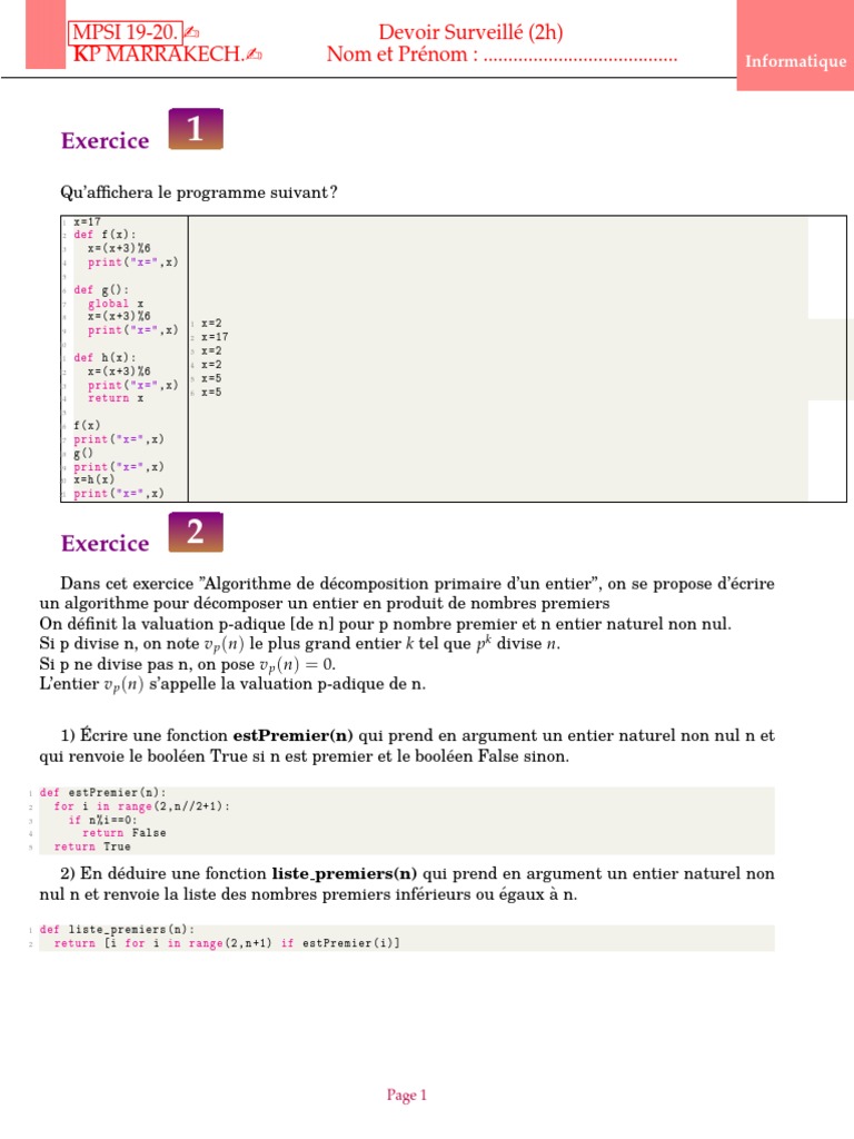 Devoir Surveillé MPSI 19-20 | PDF | Inclusion (mathématiques) | Logique ...