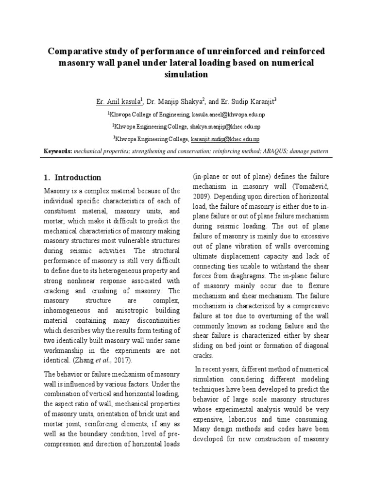Conference Paper PDF Masonry Earthquake Engineering