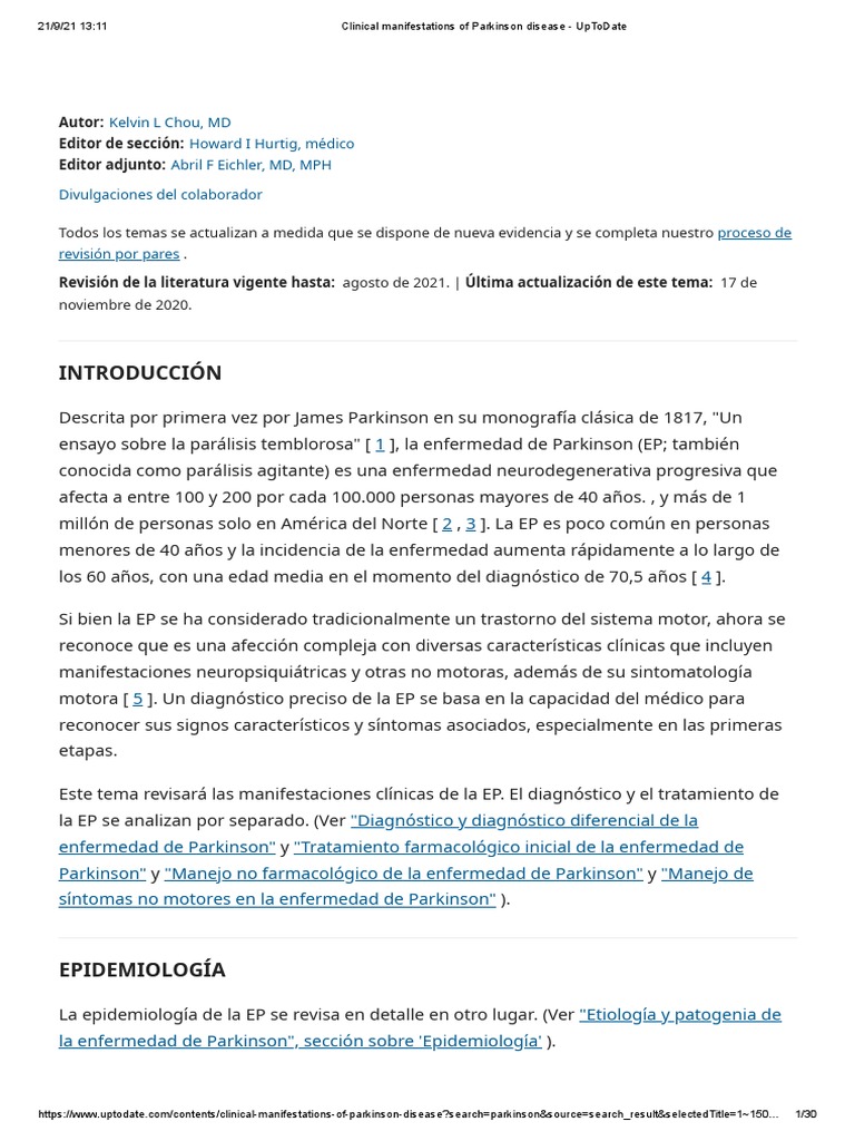 Clinical Manifestations of Parkinson Disease UpToDate PDF