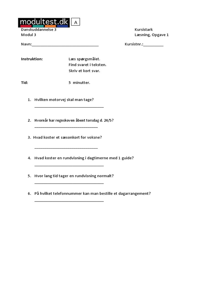 Modultest 3 3 Opgave A Pdf