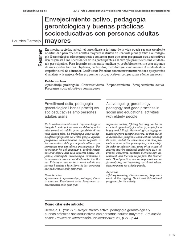 Envejecimiento Activo y Educación Social | PDF | Aprendizaje ...
