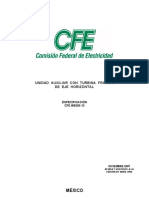 Unidad auxiliar Francis eje horizontal CFE especificación