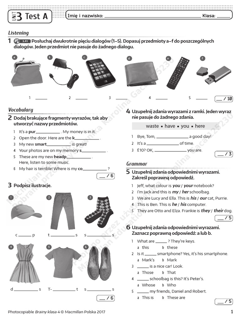 Brainy 4 Unit Test 3 A Pdf