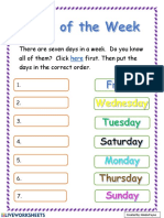 There Are Seven Days in A Week. Do You Know All of Them? Click First. Then Put The Days in The Correct Order