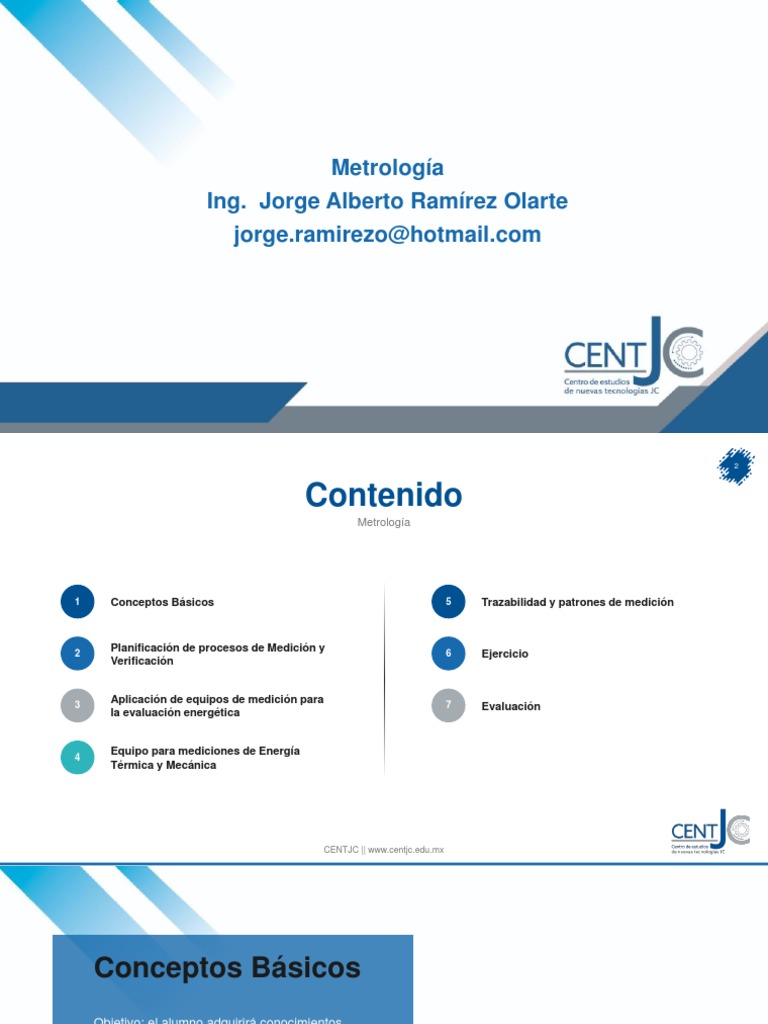 CENTJC - Metrología - 01 Conceptos Basicos | PDF | Metrología | Medición