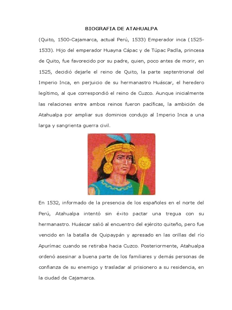 Biografia De Atahualpa Pdf Francisco Pizarro Imperio Inca