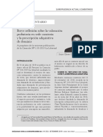 Breve Reflexión Sobre La Valoración Probatoria en Sede Casatoria y La Prescripción Adquisitiva de Dominio