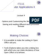 IT111 Lecture 4 Options and Customizing the Word Processor