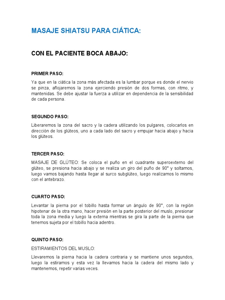 Masaje Shiatsu para Ci tica PDF Rodilla Extremidades anatom a
