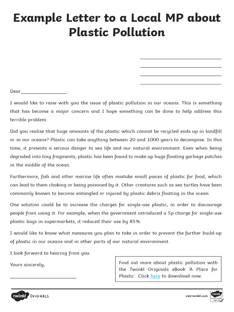 Letter to MP on Plastic Pollution | PDF | Home & Garden