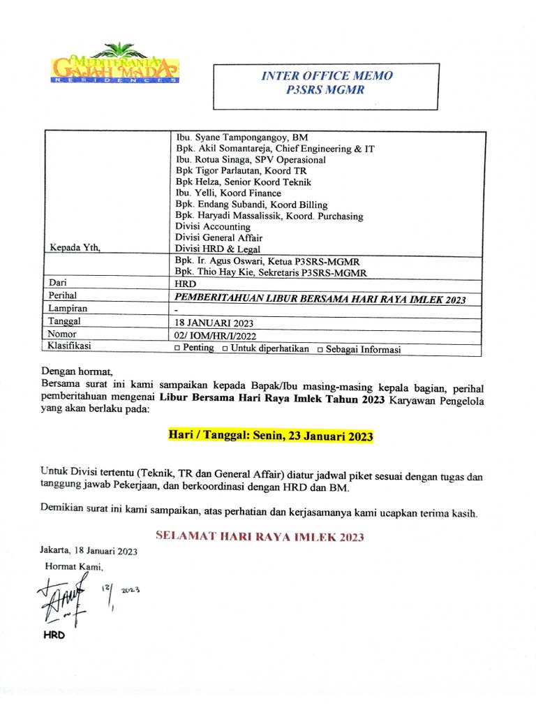 Inter Office Memo | PDF